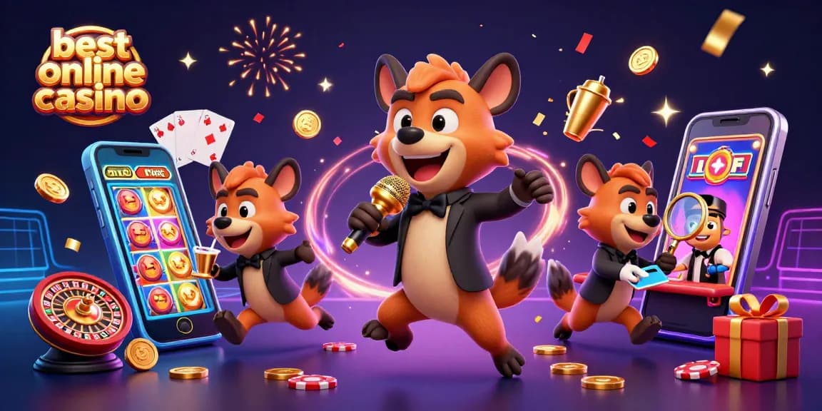 Experience the best online casino atmosphere with hyenas in a vibrant casino scene.