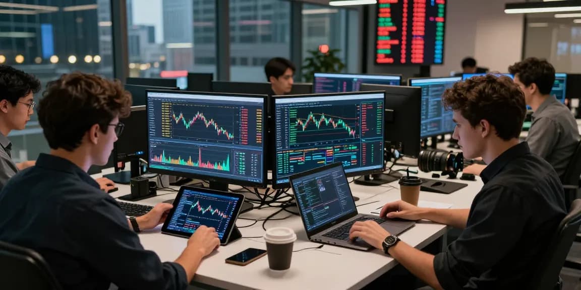 Traders at 업투익스체인지 engaging with real-time cryptocurrency data and executing trades.