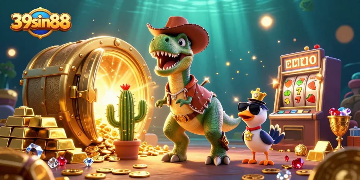 Experience winning fun with 39sin88 in a vibrant casino scene featuring exciting slot elements.