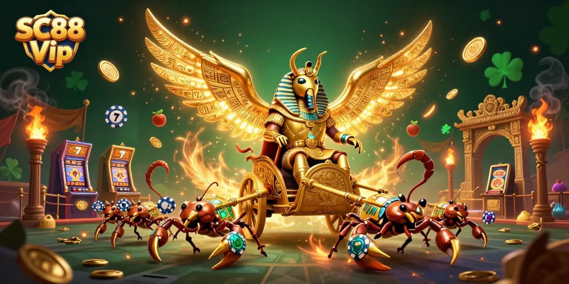 Experience thrilling gameplay with SC88 Vip featuring a dynamic 3D chariot scene and engaging casino elements.