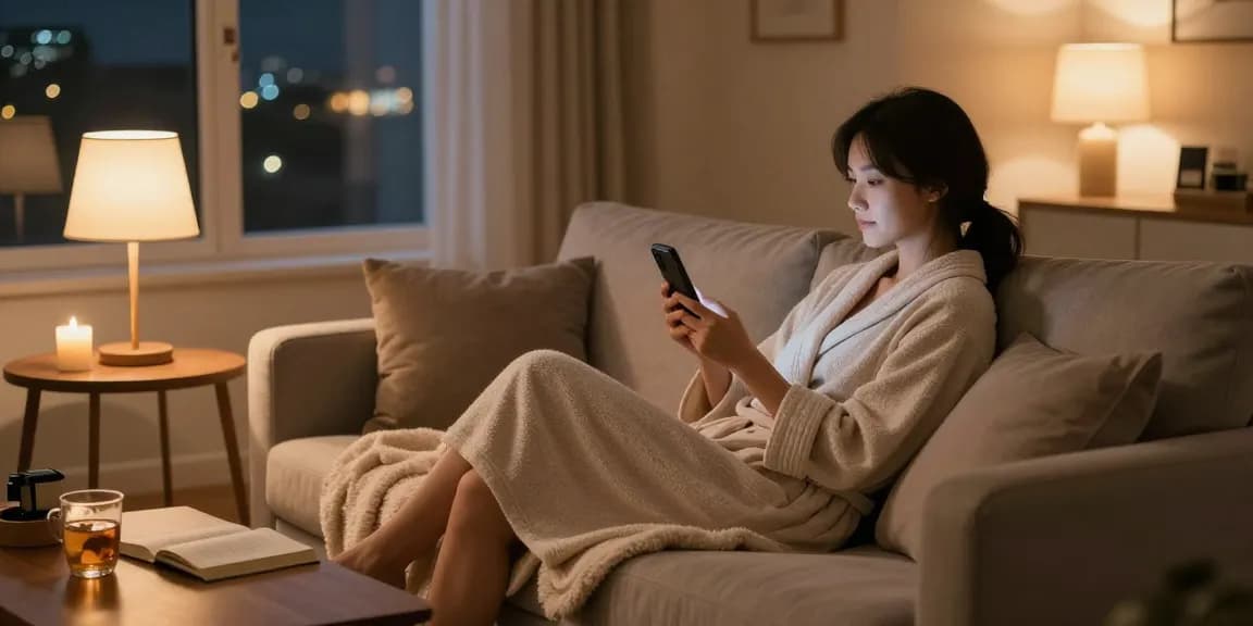 서울출장안마 서비스 예약 중인 고객의 편안한 저녁 시간