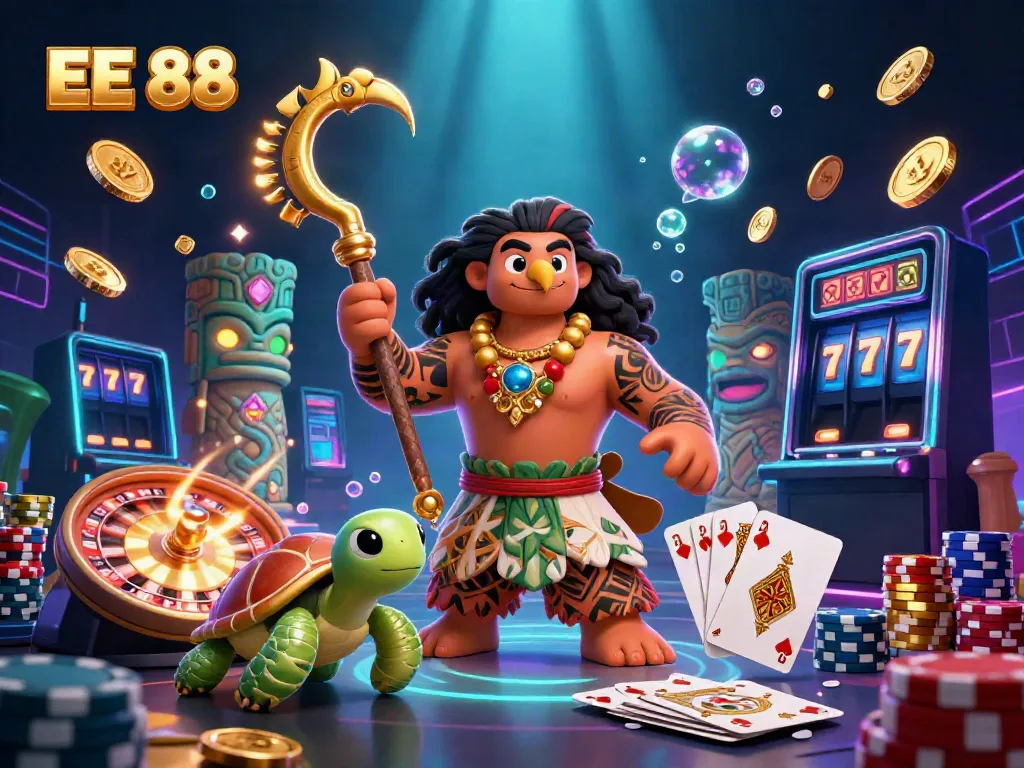 Engage in thrilling gameplay with EE 88, featuring vibrant 3D casino scenes and exciting game elements.