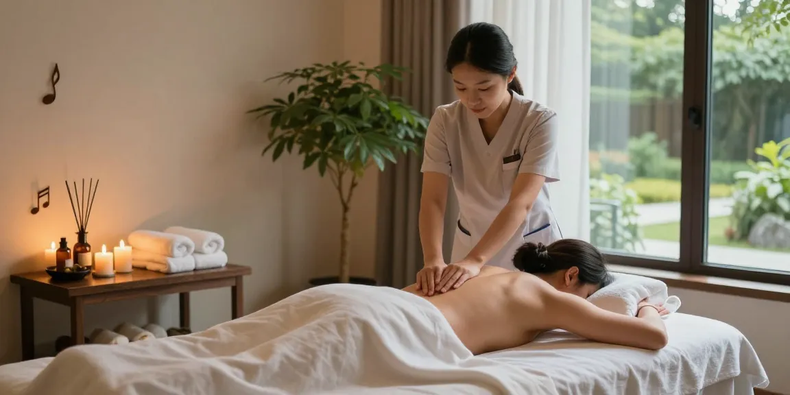 용인출장안마 therapy scene showcasing a tranquil spa experience with a massage setup.