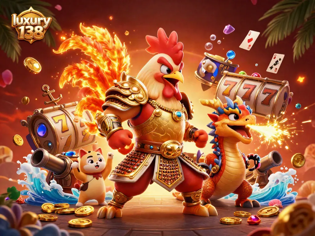 Experience thrilling wins at luxury138 with explosive jackpots and exciting slot symbols in a vibrant gaming scene.