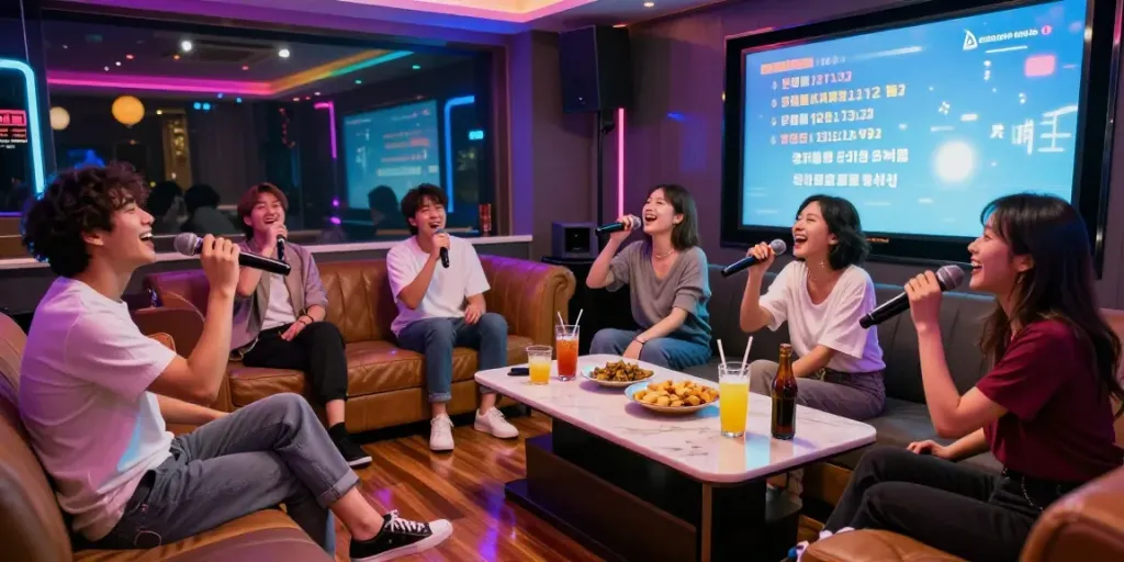 강남 달토 가라오케에서 친구들과 즐거운 시간을 보내는 모습