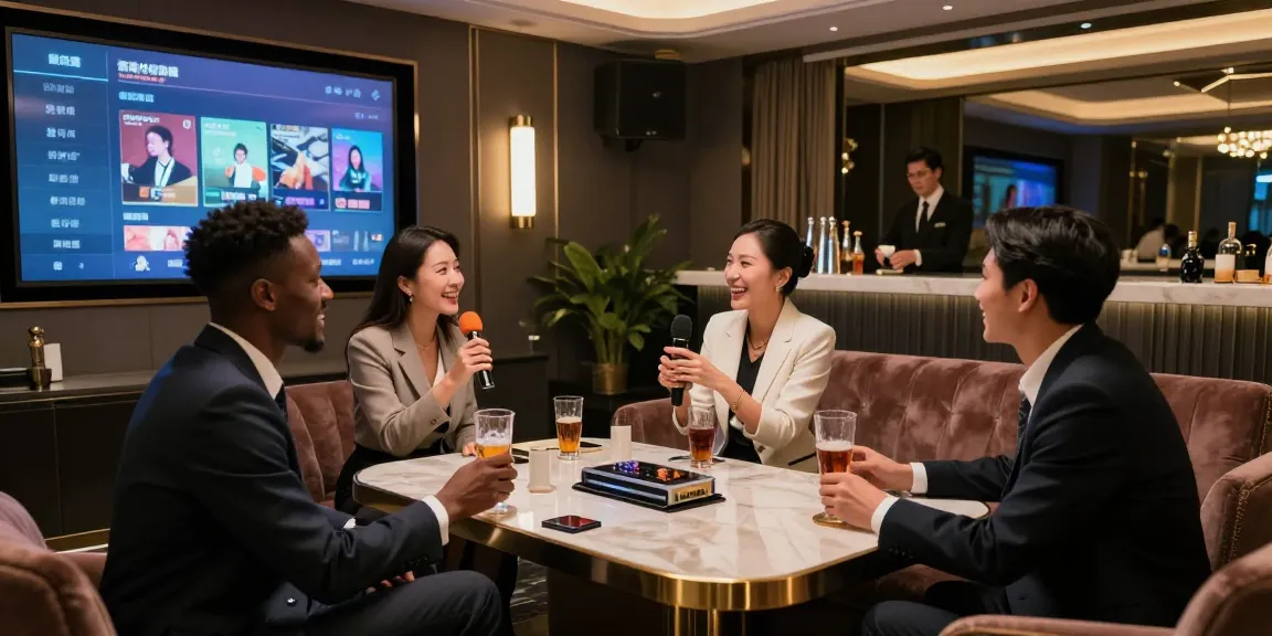 강남쩜오의 고급스러운 프라이빗 룸에서 즐거운 모임을 갖는 장면