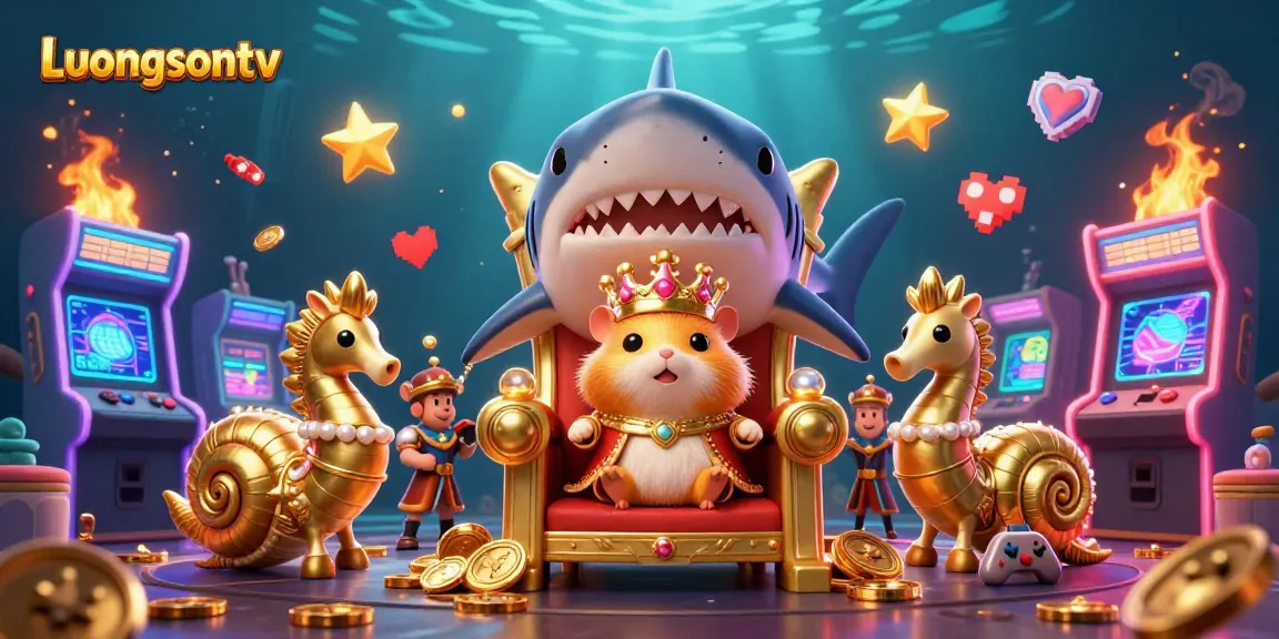 Experience Luongsontv with a vivid fantasy scene of a golden king and his guards amidst a vibrant digital casino.