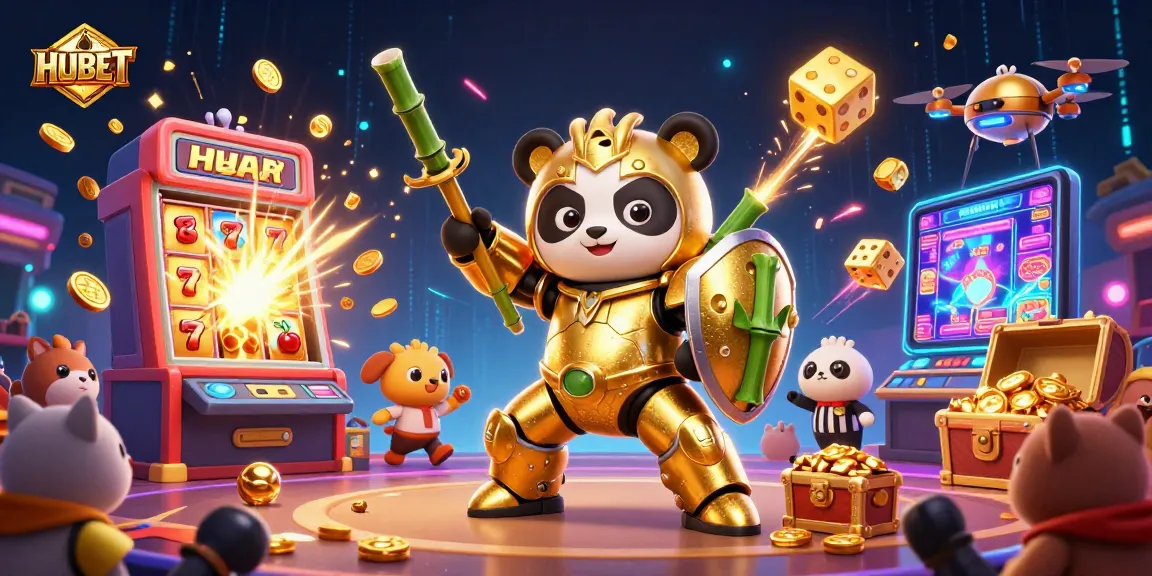 Experience thrilling gameplay at HUBET with golden panda and dynamic casino elements.