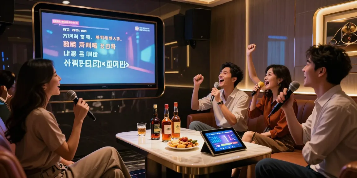 강남쩜오의 프라이빗 룸에서 즐기는 친구들의 환상적인 노래 파티 모습