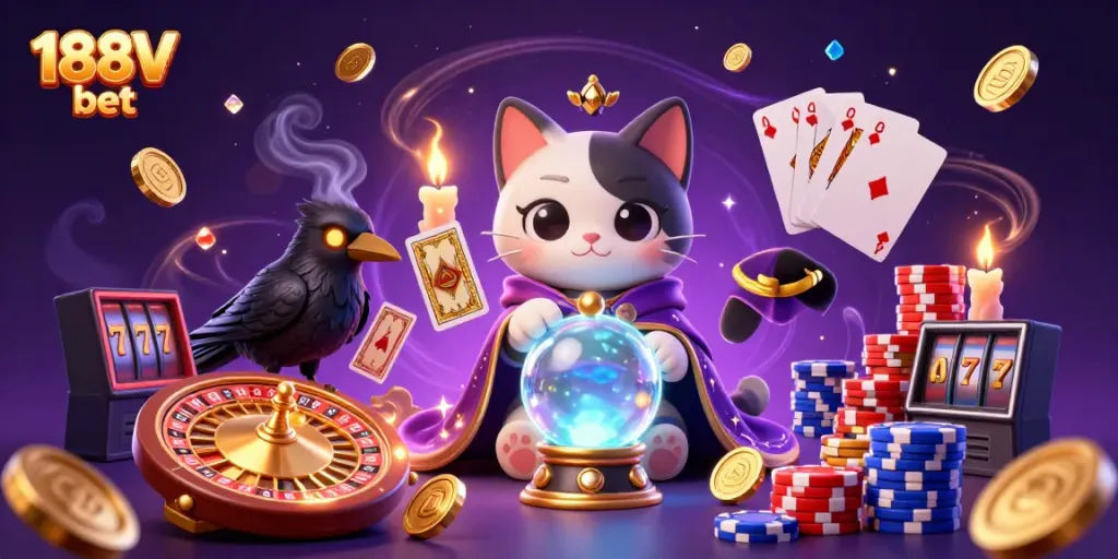 Experience thrilling moments at 188V bet with our vibrant online casino illustration.