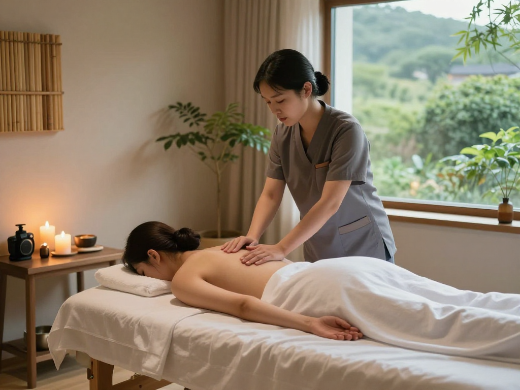 Relaxing 서울출장마사지 treatment in a serene wellness spa environment.