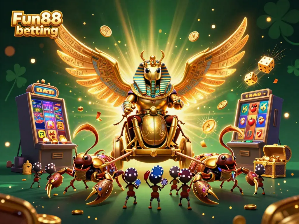 Experience Fun88 betting with a vibrant 3D illustration showcasing casino excitement.
