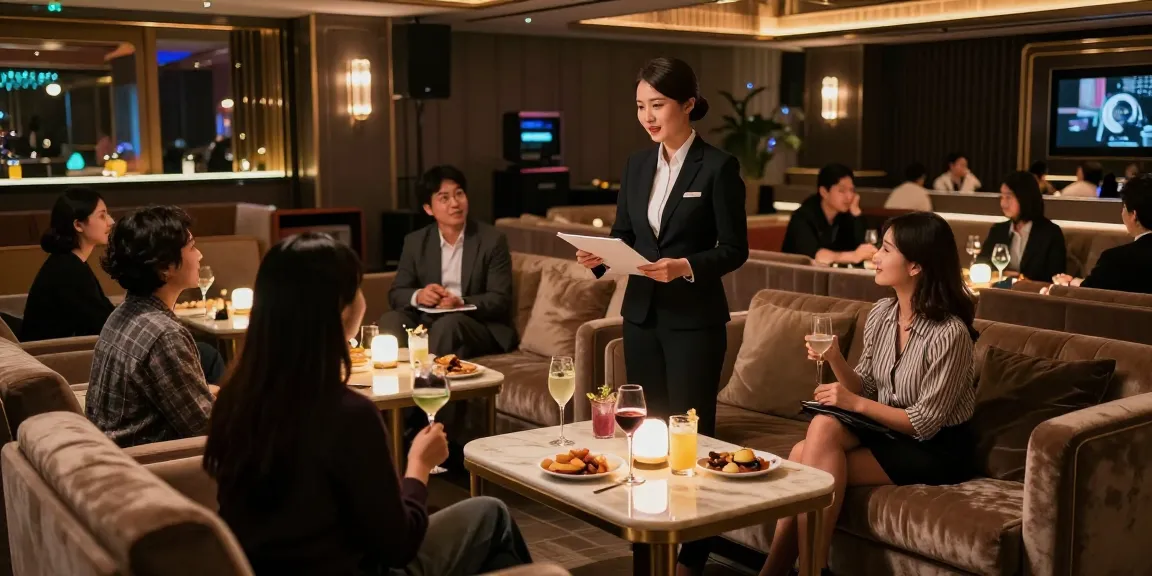 강남블랜딩쩜오의 고급스러운 내부와 매니저가 고객과 소통하는 모습