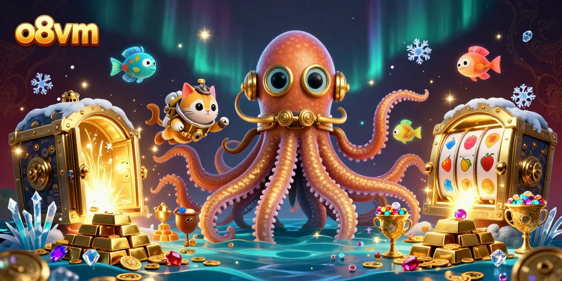 Spin the reels at o8vm with a colossal kraken and diving cat in a treasure-filled adventure!