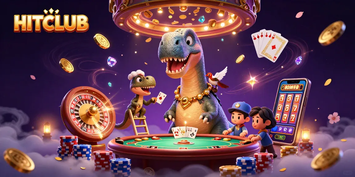 Engage with HITCLUB's exciting casino games in a vibrant, magical 3D scene featuring unique characters.