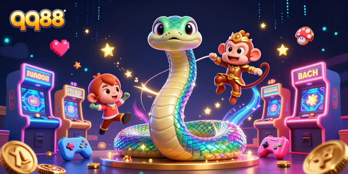 Engage with the world of qq88, featuring a vibrant scene with gaming elements, and a magical twist in every detail.