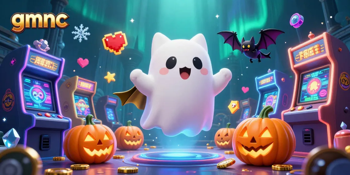 Engage with the gmnc experience in a haunted casino with playful ghost characters and vibrant slot elements.